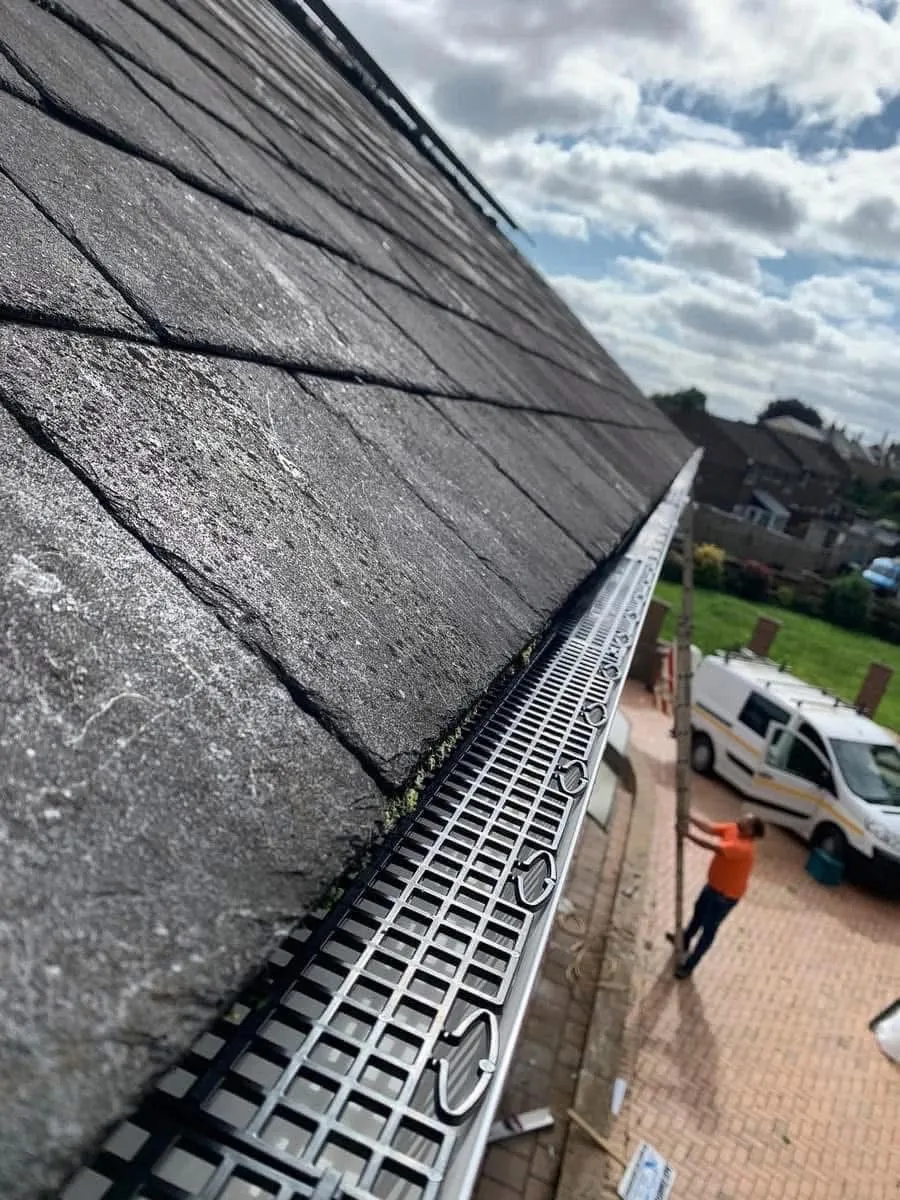 Gutter guard fitted on a slate roof in Sennen